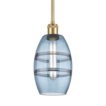 A large image of the Innovations Lighting 516-1S-9-6 Vaz Pendant Satin Gold / Princess Blue