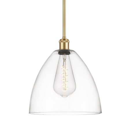 A large image of the Innovations Lighting 516-1S-13-12 Bristol Pendant Satin Gold / Clear