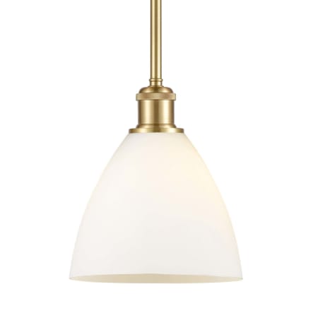 A large image of the Innovations Lighting 516-1S-10-8 Bristol Pendant Satin Gold / Matte White