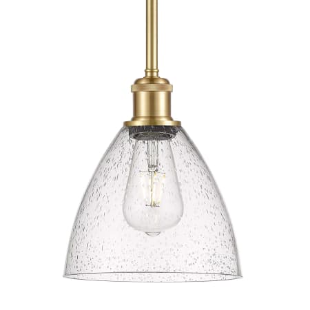 A large image of the Innovations Lighting 516-1S-10-8 Bristol Pendant Satin Gold / Seedy