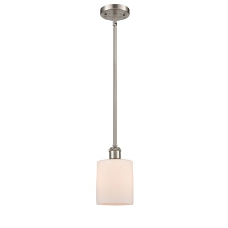 A large image of the Innovations Lighting 516-1S Cobbleskill Brushed Satin Nickel / Matte White