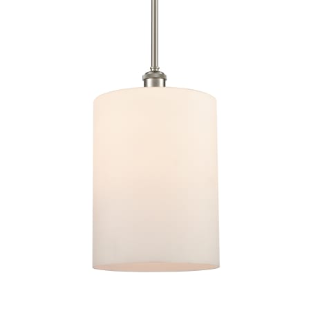 A large image of the Innovations Lighting 516-1S-14-9-L Cobbleskill Pendant Matte White / Brushed Satin Nickel