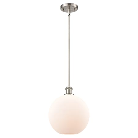 A large image of the Innovations Lighting 516-1S Large Athens Brushed Satin Nickel / Matte White