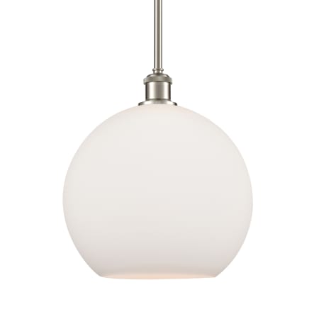 A large image of the Innovations Lighting 516-1S-14-12 Athens Pendant Brushed Satin Nickel / Matte White