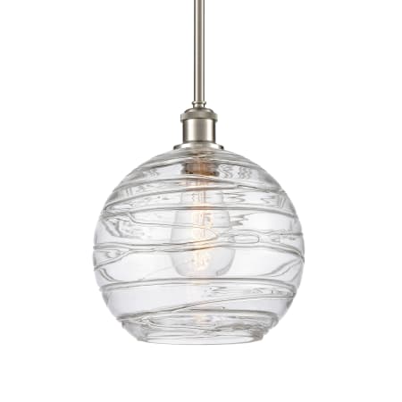 A large image of the Innovations Lighting 516-1S-13-10 Athens Pendant Clear Deco Swirl / Brushed Satin Nickel