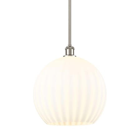 A large image of the Innovations Lighting 516-1S-17-14 White Venetian Pendant Brushed Satin Nickel / White Venetian