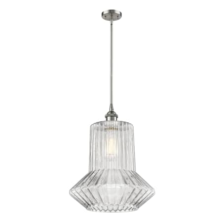 A large image of the Innovations Lighting 516-1S Pendleton Brushed Satin Nickel / Clear