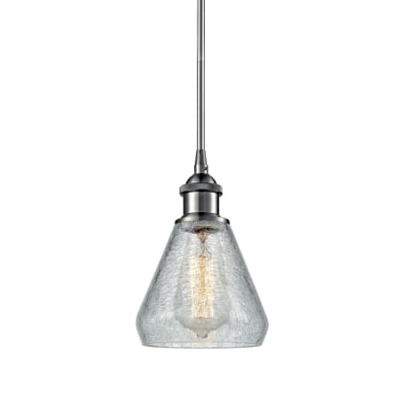 A large image of the Innovations Lighting 516-1S Conesus Brushed Satin Nickel / Clear Crackle