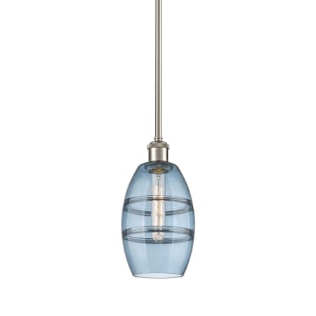 A large image of the Innovations Lighting 516-1S-9-6 Vaz Pendant Brushed Satin Nickel / Princess Blue