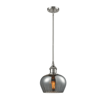 A large image of the Innovations Lighting 516-1S Fenton Brushed Satin Nickel / Smoked Fluted