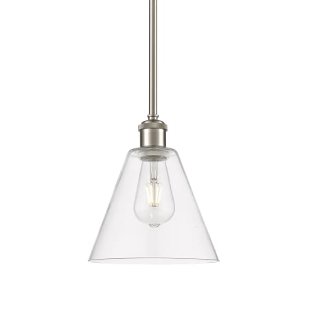 A large image of the Innovations Lighting 516-1S-10-8 Berkshire Pendant Brushed Satin Nickel / Clear