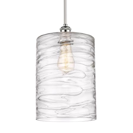A large image of the Innovations Lighting 516-1S-14-9-L Cobbleskill Pendant Deco Swirl / White and Polished Chrome