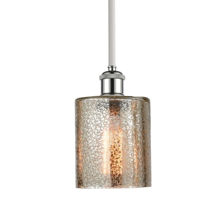 A large image of the Innovations Lighting 516-1S-8-5 Cobbleskill Pendant Mercury / White and Polished Chrome