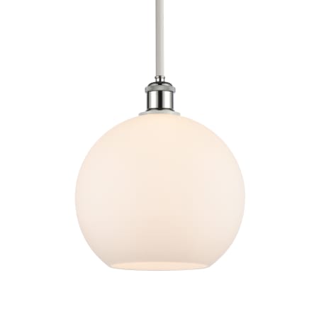 A large image of the Innovations Lighting 516-1S-13-10 Athens Pendant Matte White / White and Polished Chrome