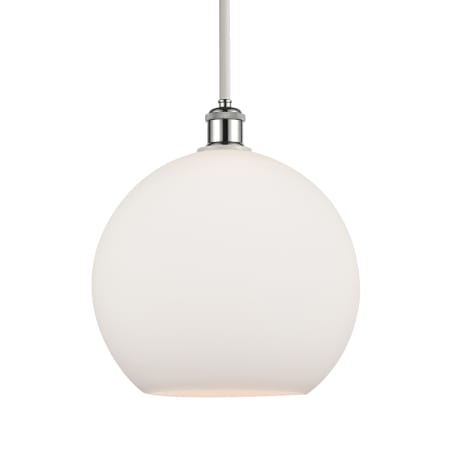 A large image of the Innovations Lighting 516-1S-14-12 Athens Pendant White and Polished Chrome / Matte White