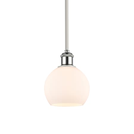 A large image of the Innovations Lighting 516-1S-8-6 Athens Pendant White and Polished Chrome / Matte White