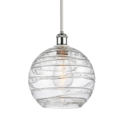 A large image of the Innovations Lighting 516-1S-13-10 Athens Pendant Clear Deco Swirl / White and Polished Chrome