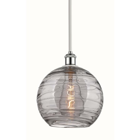 A large image of the Innovations Lighting 516-1S-12-10 Athens Deco Swirl Pendant White Polished Chrome / Light Smoke Deco Swirl