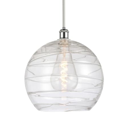 A large image of the Innovations Lighting 516-1S-15-14 Athens Pendant White and Polished Chrome / Clear Deco Swirl