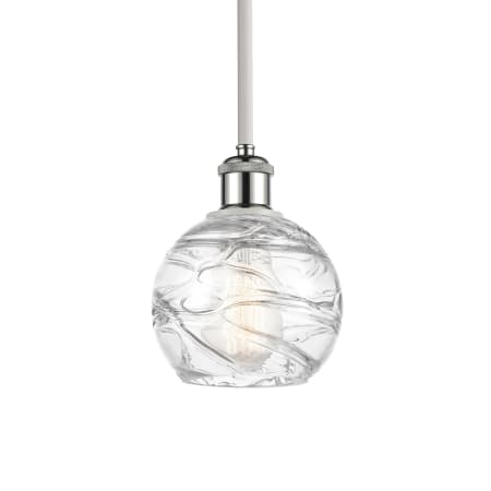 A large image of the Innovations Lighting 516-1S-8-6 Athens Pendant Clear Deco Swirl / White and Polished Chrome