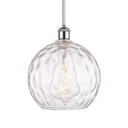 A large image of the Innovations Lighting 516-1S-13-10 Athens Pendant White and Polished Chrome / Clear Water Glass