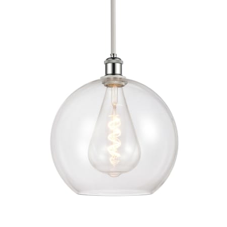 A large image of the Innovations Lighting 516-1S-14-12 Athens Pendant White and Polished Chrome / Clear