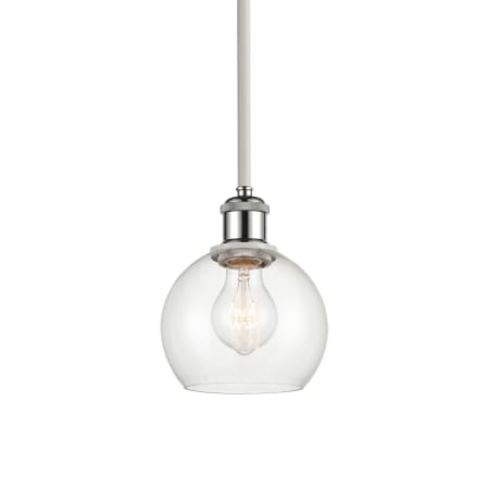 A large image of the Innovations Lighting 516-1S-8-6 Athens Pendant White and Polished Chrome / Clear