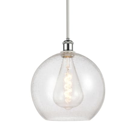 A large image of the Innovations Lighting 516-1S-14-12 Athens Pendant White and Polished Chrome / Seedy