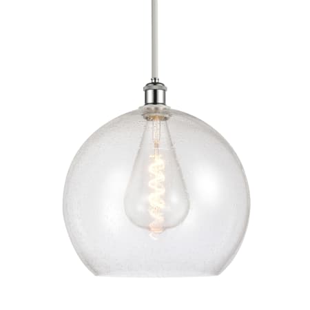 A large image of the Innovations Lighting 516-1S-16-14 Athens Pendant White and Polished Chrome / Seedy