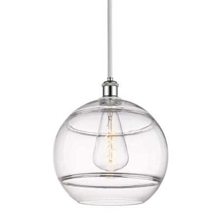 A large image of the Innovations Lighting 516-1S-14-12 Rochester Pendant White Polished Chrome / Clear