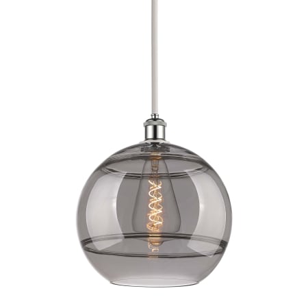 A large image of the Innovations Lighting 516-1S-14-12 Rochester Pendant White Polished Chrome / Light Smoke