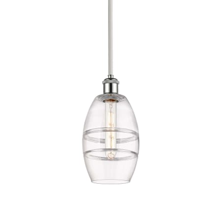 A large image of the Innovations Lighting 516-1S-9-6 Vaz Pendant White Polished Chrome / Clear