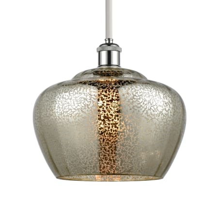 A large image of the Innovations Lighting 516-1S-11-11-L Fenton Pendant Mercury / White and Polished Chrome