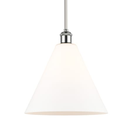 A large image of the Innovations Lighting 516-1S-13-12 Berkshire Pendant White and Polished Chrome / Matte White