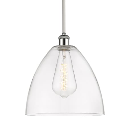 A large image of the Innovations Lighting 516-1S-13-12 Bristol Pendant White and Polished Chrome / Clear