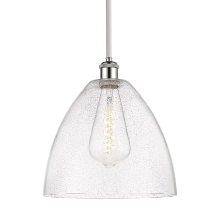 A large image of the Innovations Lighting 516-1S-13-12 Bristol Pendant White and Polished Chrome / Seedy