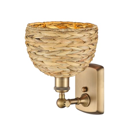 A large image of the Innovations Lighting 516-1W-12-8 Woven Rattan Sconce Alternate image