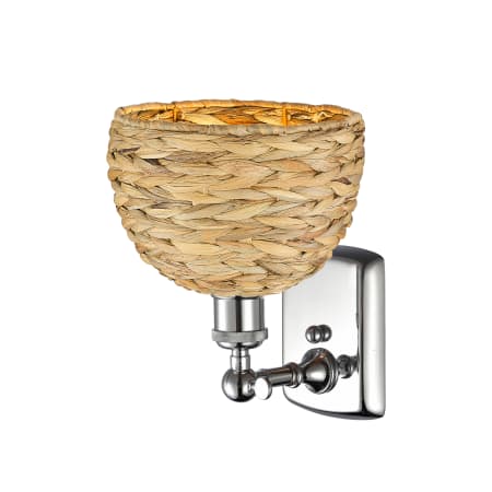 A large image of the Innovations Lighting 516-1W-12-8 Woven Rattan Sconce Alternate image