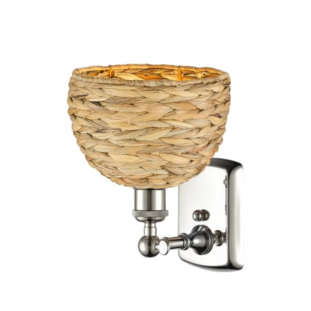 A large image of the Innovations Lighting 516-1W-12-8 Woven Rattan Sconce Alternate image