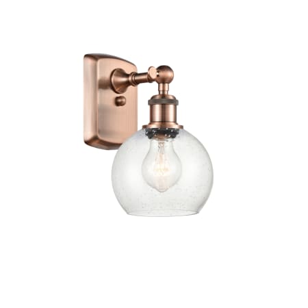 A large image of the Innovations Lighting 516-1W-10-6 Athens Sconce Antique Copper / Seedy