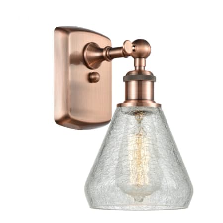 A large image of the Innovations Lighting 516-1W Conesus Antique Copper / Clear Crackle