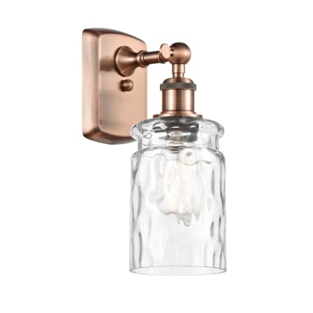 A large image of the Innovations Lighting 516-1W Candor Antique Copper / Clear Waterglass