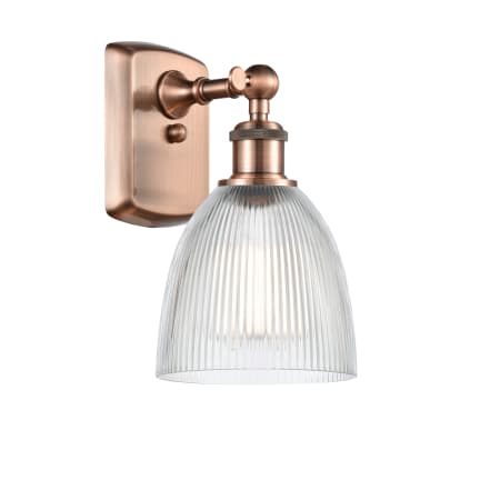 A large image of the Innovations Lighting 516-1W Castile Antique Copper / Clear