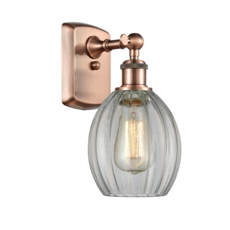 A large image of the Innovations Lighting 516-1W Eaton Antique Copper / Clear