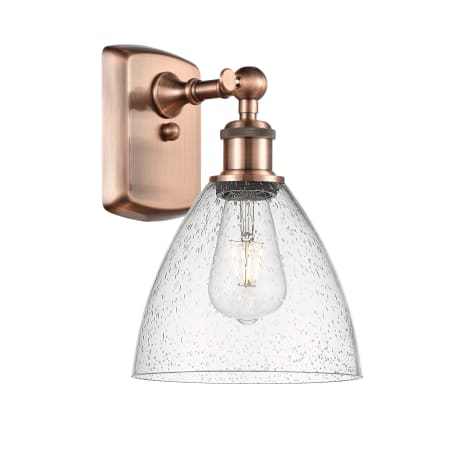 A large image of the Innovations Lighting 516-1W-12-8 Bristol Sconce Antique Copper / Seedy