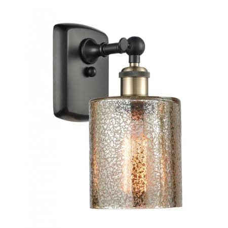 A large image of the Innovations Lighting 516-1W Cobbleskill Black Antique Brass / Mercury