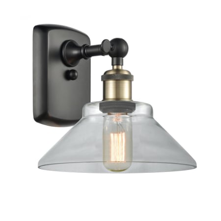 A large image of the Innovations Lighting 516-1W Orwell Black Antique Brass / Clear