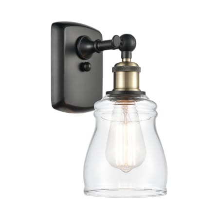 A large image of the Innovations Lighting 516-1W Ellery Black Antique Brass / Clear