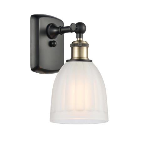 A large image of the Innovations Lighting 516-1W Brookfield Black Antique Brass / White