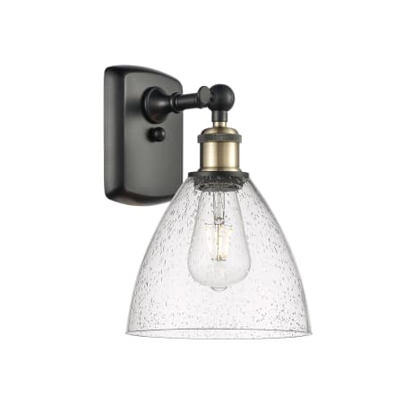 A large image of the Innovations Lighting 516-1W-12-8 Bristol Sconce Black Antique Brass / Seedy